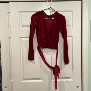 Forever21 velvet cropped long sleeve shirt